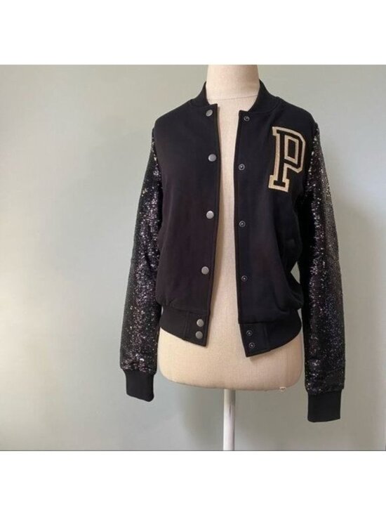 PINK Victoria's Secret Jackets & Blazers - Victoria's Secret Sequin Sleeve Varsity Jacket
